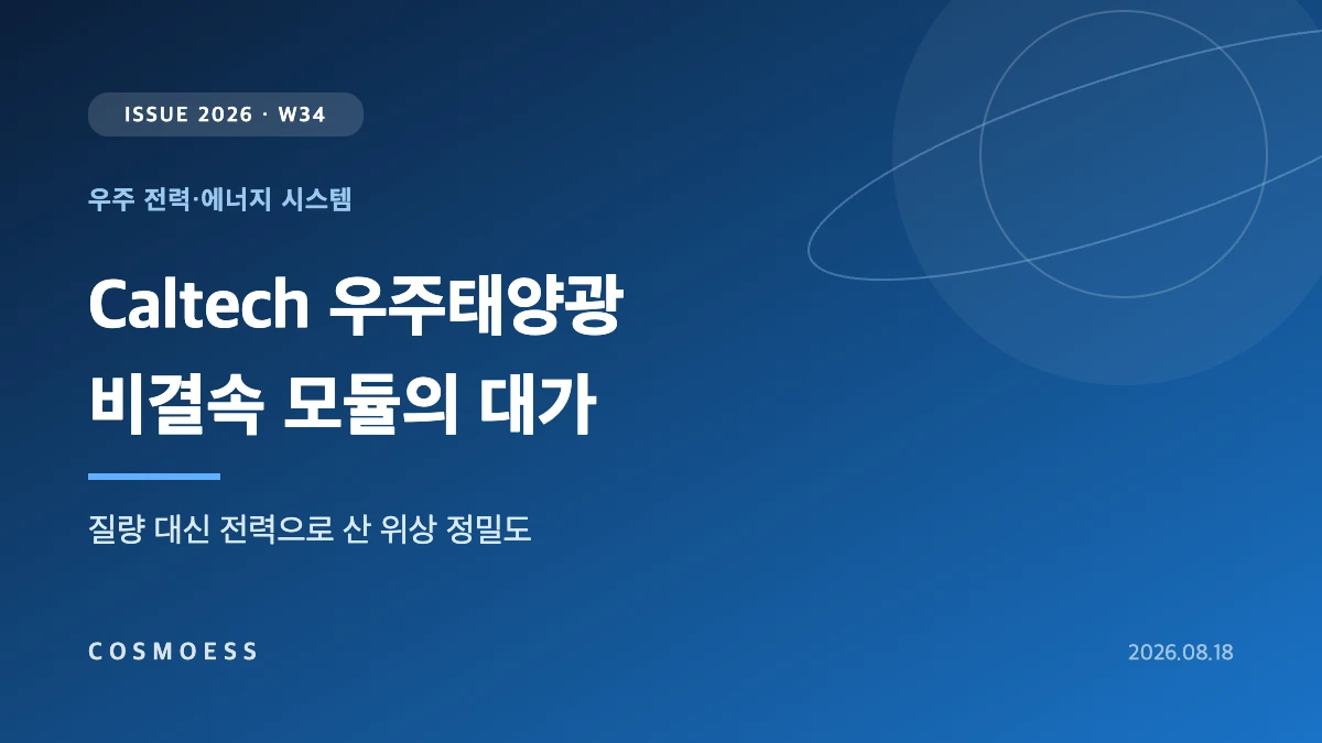 궤도 위 서로 떨어진 태양광 타일 모듈들이 위상을 맞춰 지상으로 마이크로파 빔을 보내는 개념 일러스트