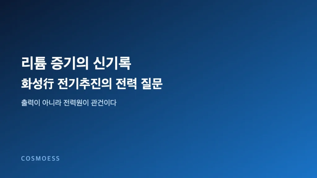 리튬 금속 증기 기반 전자기 스러스터와 화성 유인 임무 전력 개념 이미지