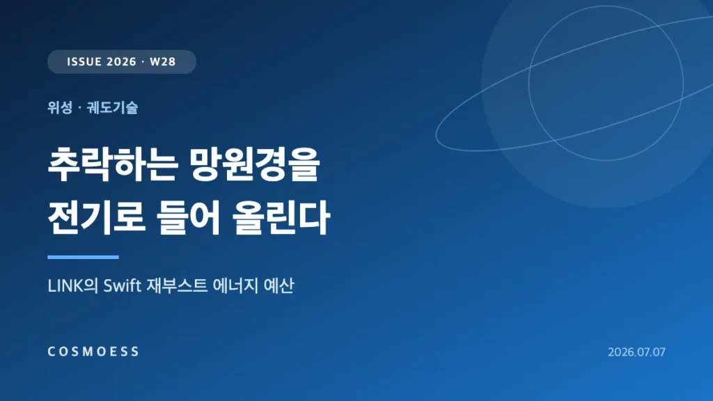Katalyst LINK 우주선이 NASA Swift 관측위성을 포획해 전기추진으로 약 595 km까지 재부스트하는 데 필요한 에너지 예산을 도식화한 커버 이미지