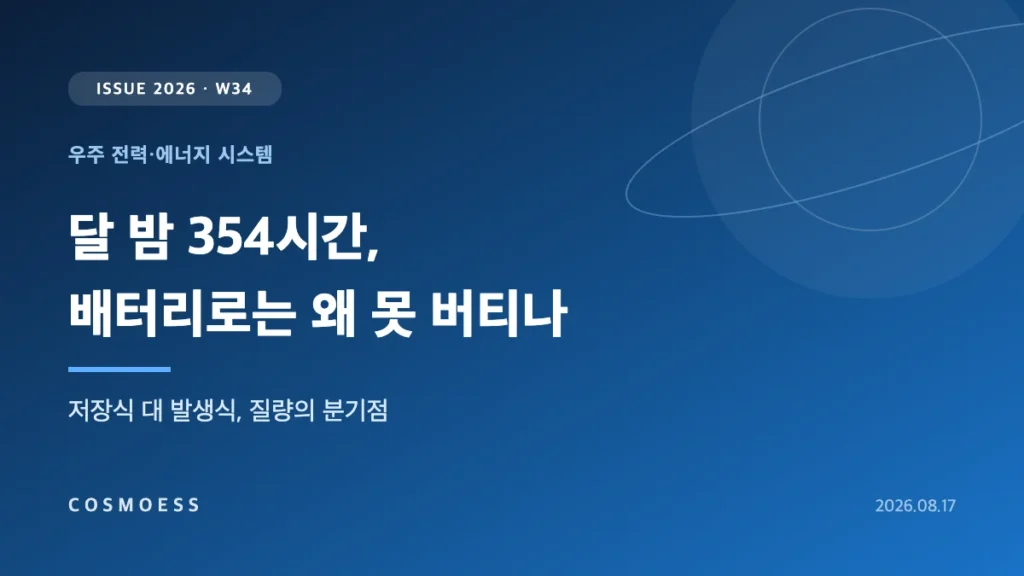 달 적도권 야간 354시간 동안 배터리 저장식과 방사성동위원소 발생식 전원의 질량을 비교하는 우주 전력 설계 커버