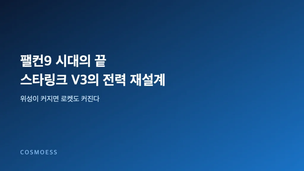 스타링크 V3 위성과 스타쉽 전환을 상징하는 위성 전력 재설계 개념 이미지