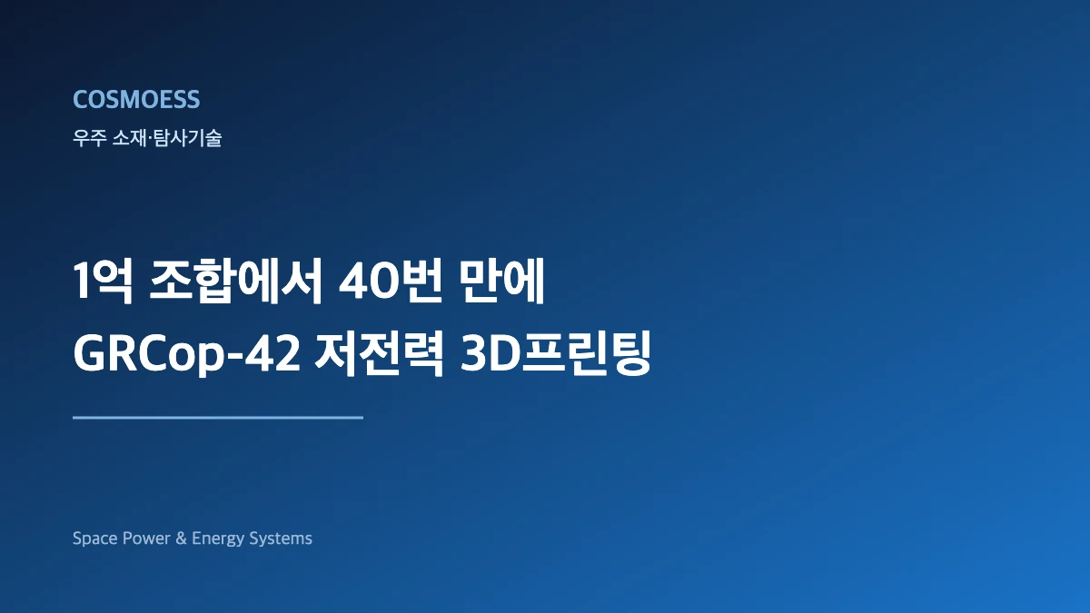 AI 실험설계로 GRCop-42 합금을 저전력 3D프린팅하는 개념도